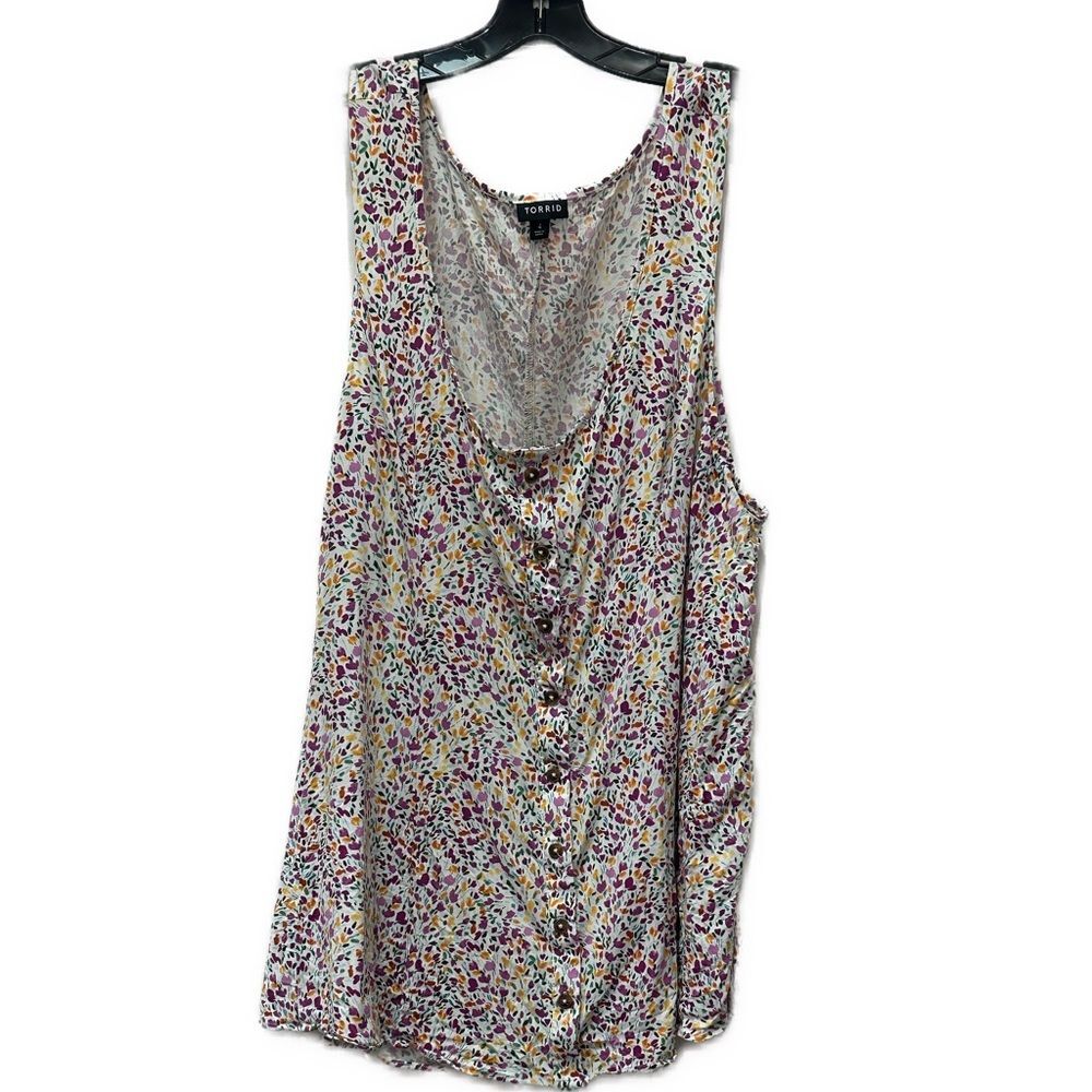 Torrid White Floral Top with Back Buckle Size 4